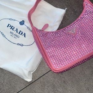 Authentic Pink Prada Re-edition 2000 Crystal
